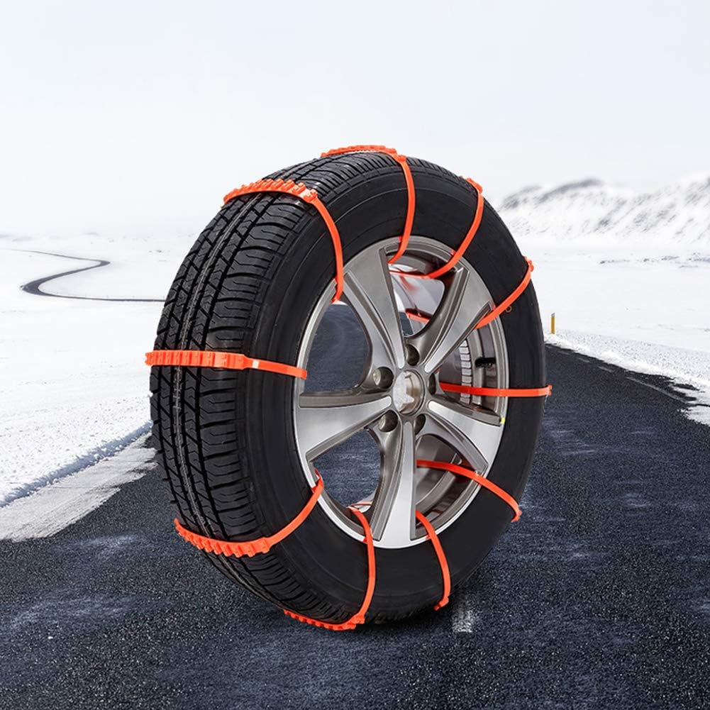 Low Temperature Resistant 10 Pcs/Set Reusable Tire Chains, Easy to Install Wheel Chains, Orange Colour for Car Truck Snow Chains Car Snow Chains for