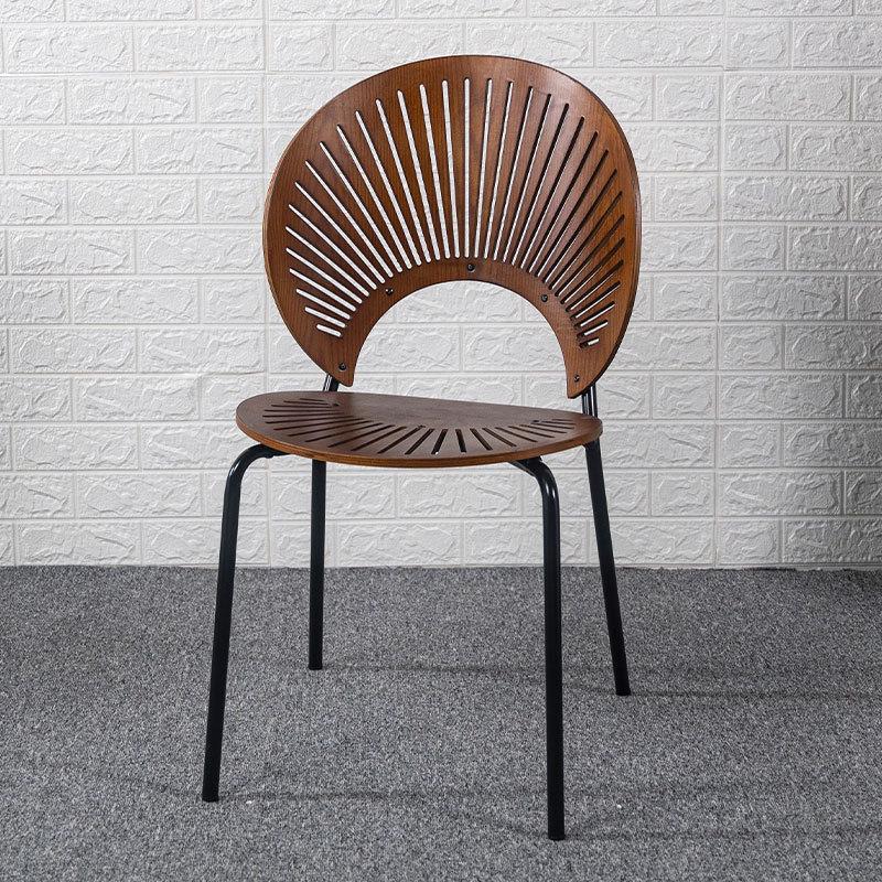 Household Shell Chair Solid Wood Simple Leisure Dining Chair Creative Restaurant Backrest Chair