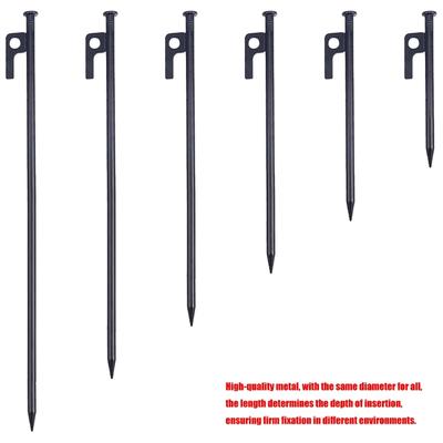 6pcs Steel Ground Pegs Outdoor Sand Tent Anchors Heavy Type Rustproofed for Camping Beach Backpacking