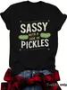 Women's Summer Round Neck Short Sleeve T-shirt Playful Cucumber Pattern Print Comfort T-shirt