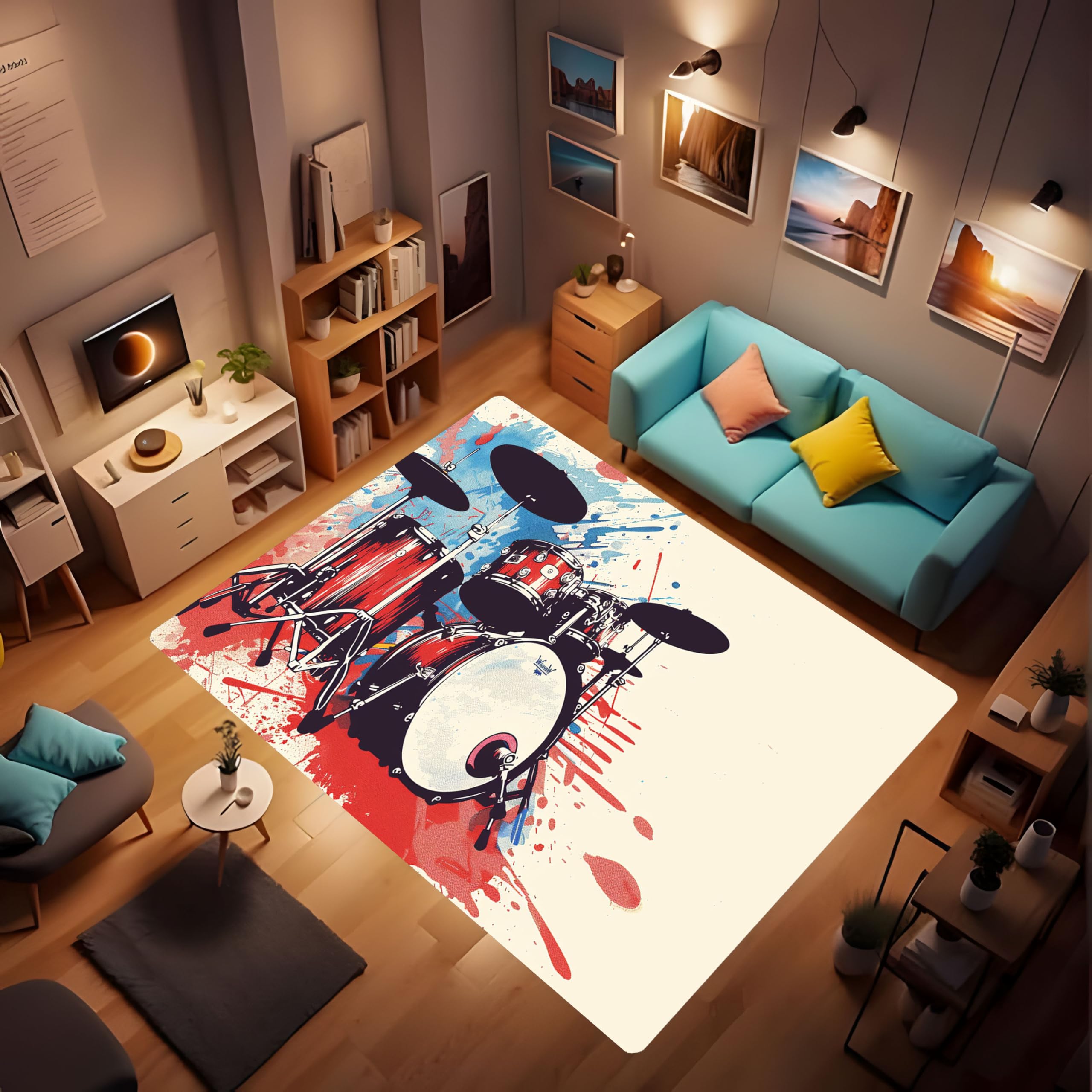 

Flame Electric Guitar Cool Music Rug, White Guitar Black Washable Non-Slip Carpet, Music Studio, Game Room Carpet, Teenage Boys and Girls Be 80cm x 120cm