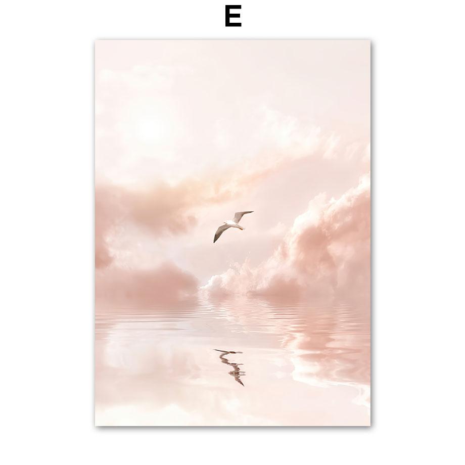 Modern Pink Gold Marble Flower Beach Girl Wall Art Nordic Posters Canvas Painting  And Prints Wall Pictures For Living Room Home