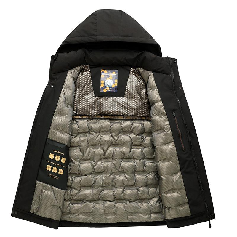 Winter Warm Quilted Hooded Jackets for Men Outdoor Windproof Padded Coat Thicken Parka Jacket Men's Hiking Waterproof Windbreaker Jackets with Hood
