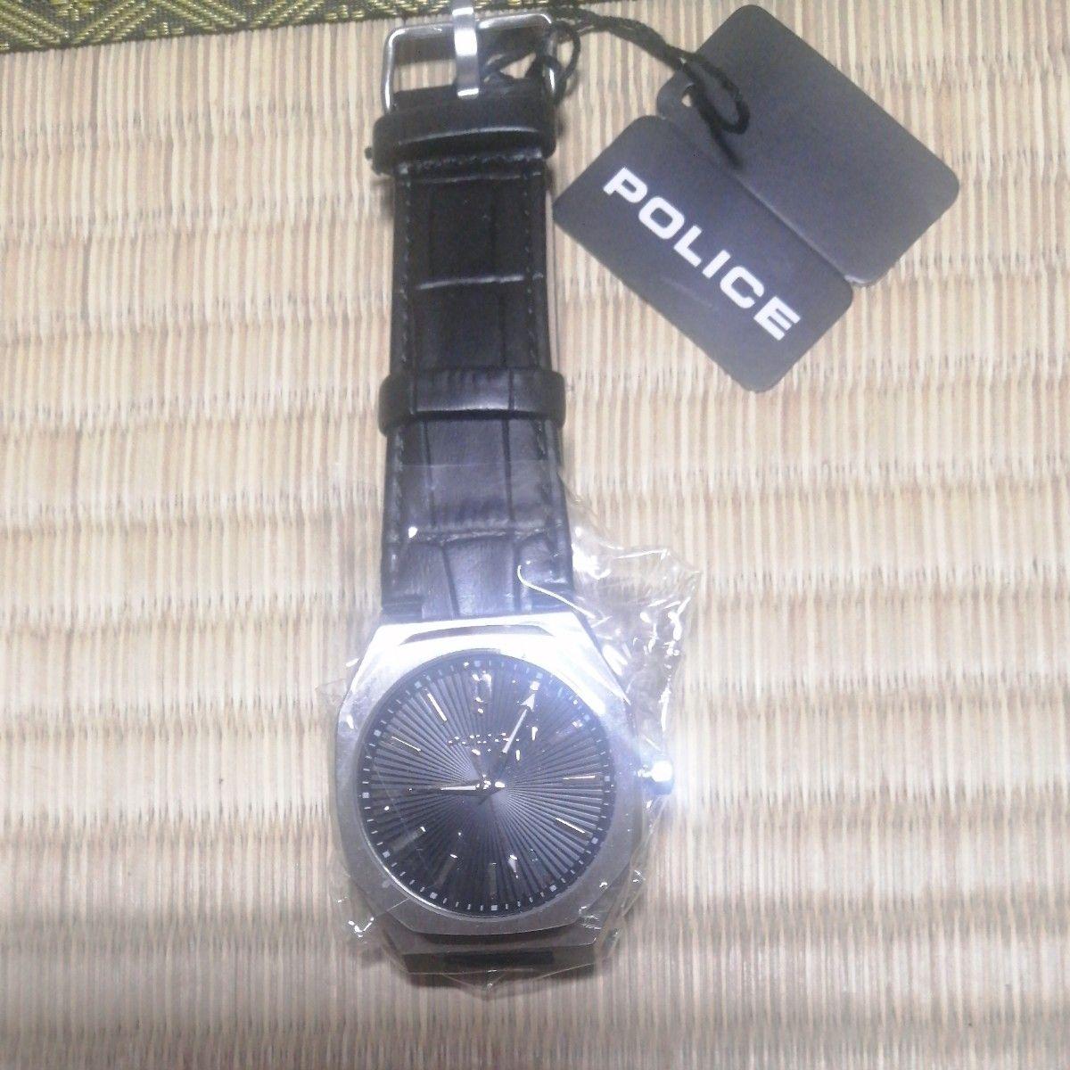 Used POLICE Police Men s Black Leather Belt New PEWGA0040501 REINGA Black Dial Quartz