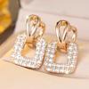 Crystal White Zircon Stone Hoop Earrings For Women Vintage Gold Color Wedding Jewelry