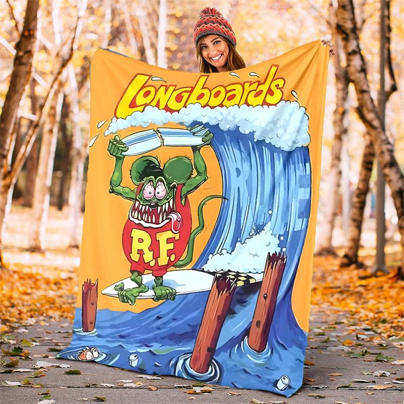 Rat Fink Power Flannel Blanket Soft All-Season Throw, Design for Camping, Car Travel, Hiking Sofa, Bed, Office Perfect Gift for Parties