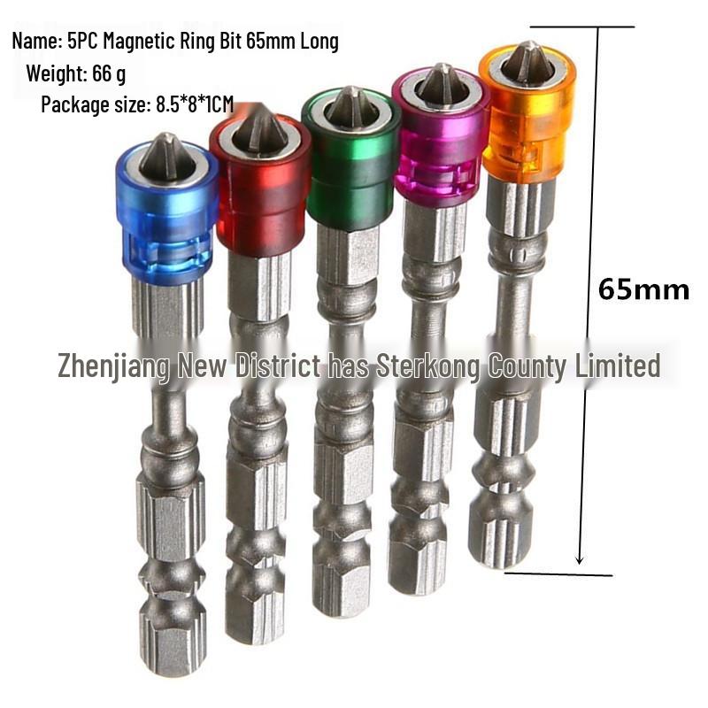 PH2 Magnetic 5-Color Cross Screwdriver Bit - S2 Alloy Steel, 65mm Long for Electric Drill/Screwdriver
