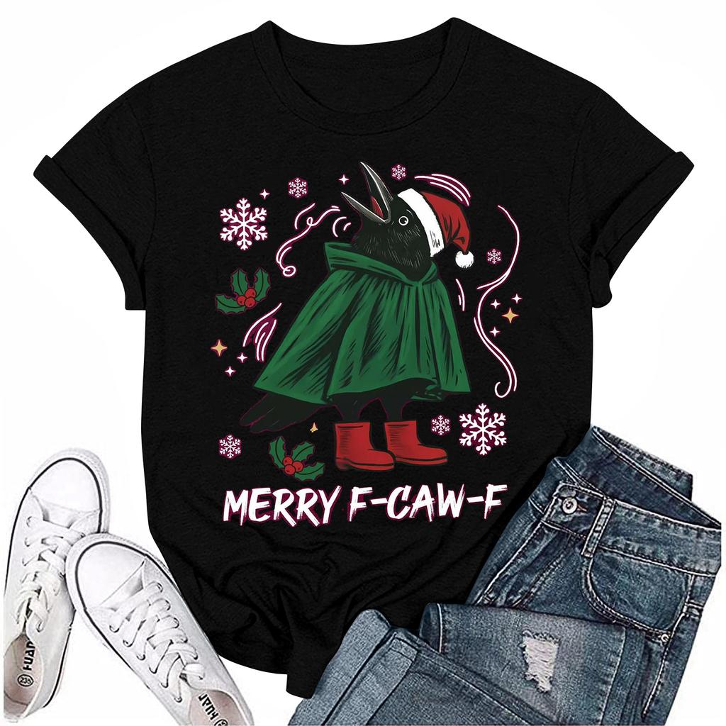 Women's Group 2D Printed Round Neck Short Sleeve Top