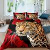 Set Copripiumino Leopardo King Copripiumino Ghepardo Feroce Copriletto Animale Selvatico Safari Decorazione Camera da Letto per Adolescenti Set Biancheria da Letto