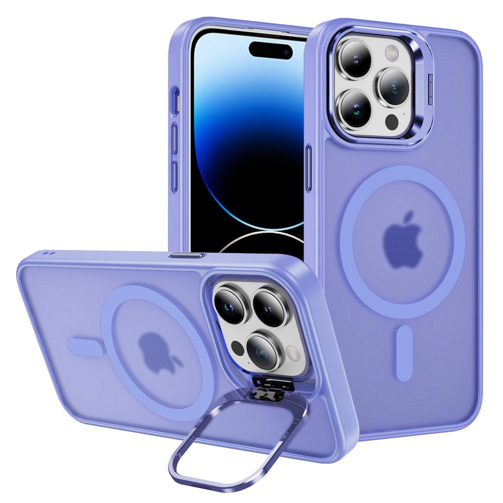 For iPhone 14 Pro Max Case Skin-Touch PC+TPU+Metal Phone Cover Compatible with MagSafe