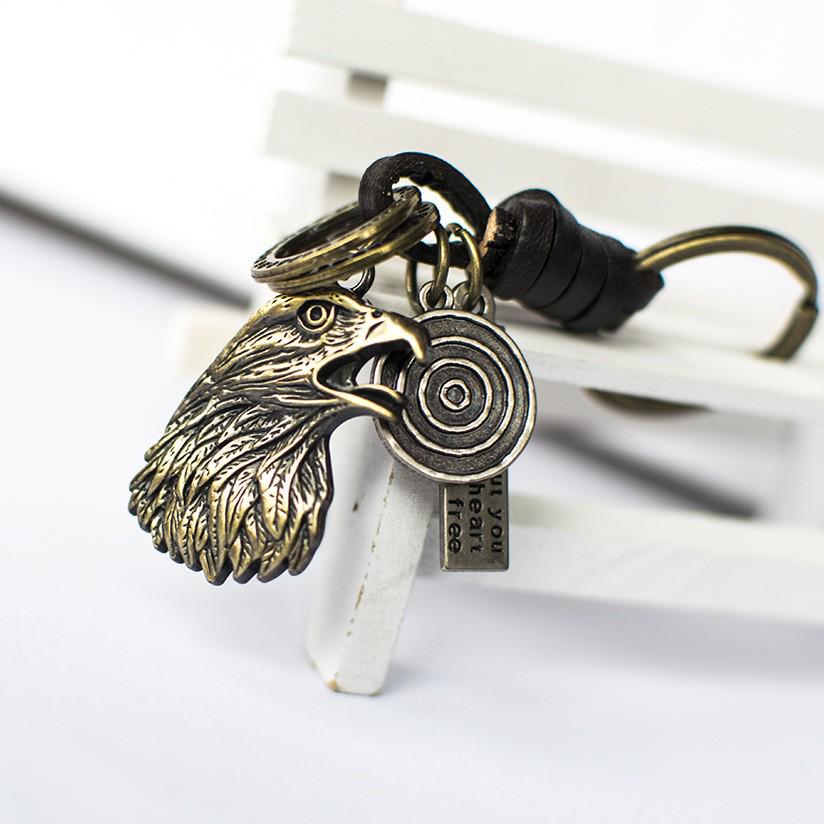 Unisex Eagle and Owl Genuine Leather Keychains - Handbag and Clothing Pendants
