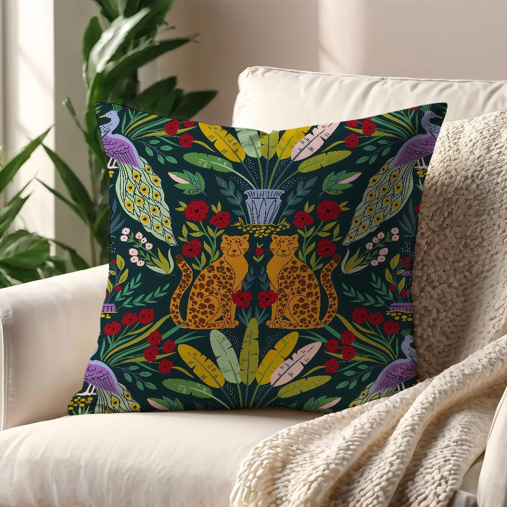 Flower Leopard Print Art Jungle Cushion Cover Decoration Room Car Home Office Coffee Pillow Sofa Printing Nordic Simplicity Hit
