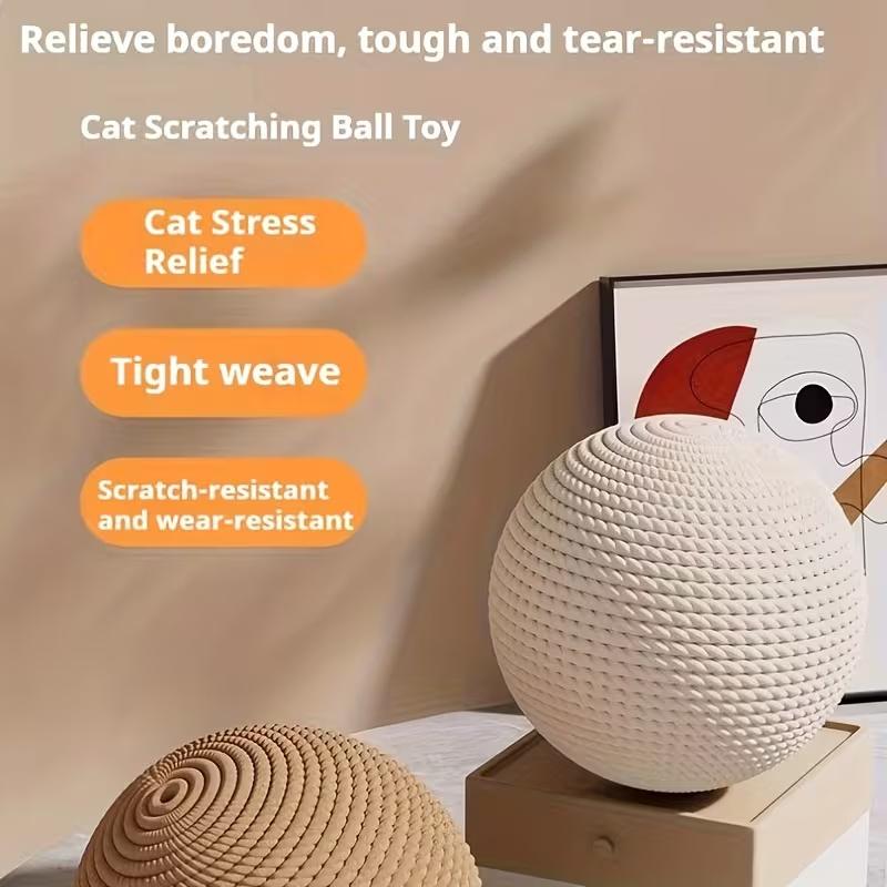 Jianma Cat Toy Ball Cat Toys Bite Resistant and Wear-resistant Cat Sisal Ball Pet Accessories Natural Sisal Material Gift