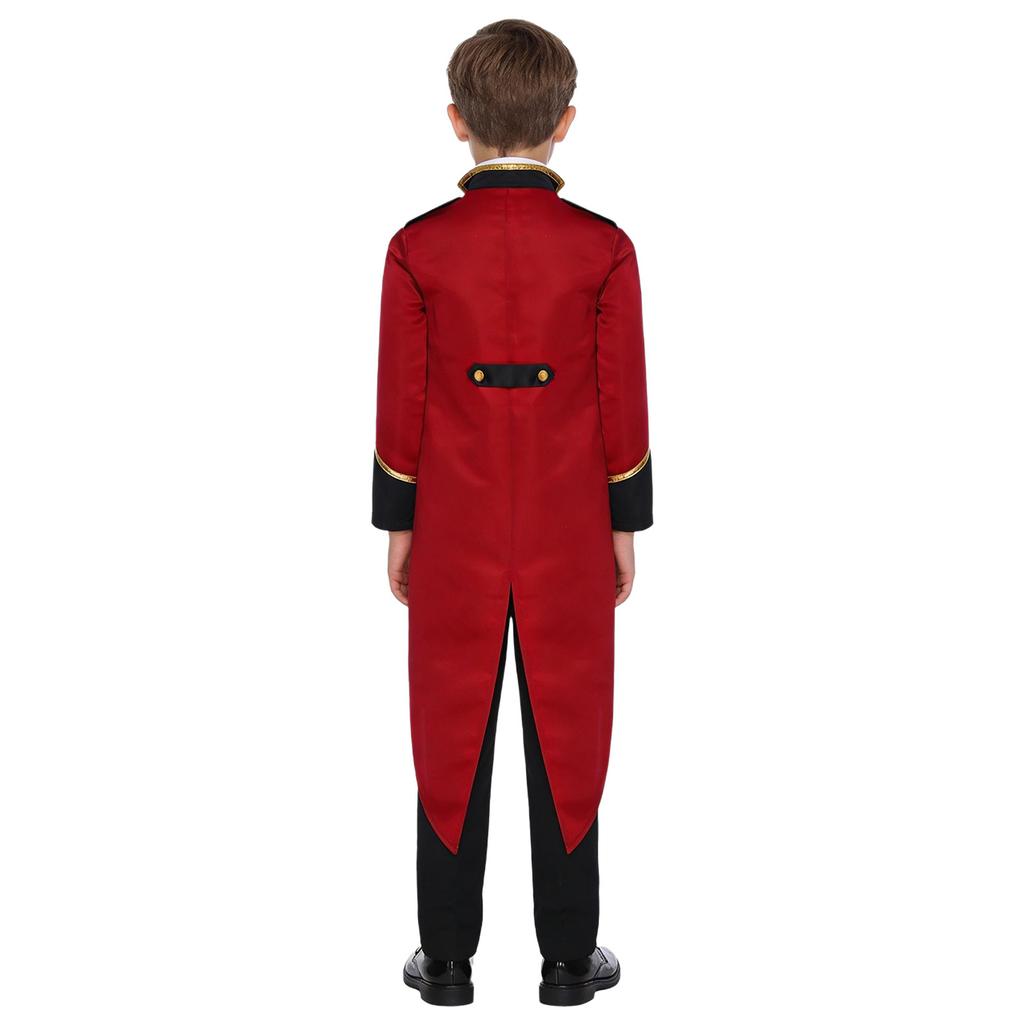 Kids Vintage Medieval Steampunk Tailcoat Long Sleeve Fake Two Piece Tuxedo Victorian Jacket for Dress Up Party Costume