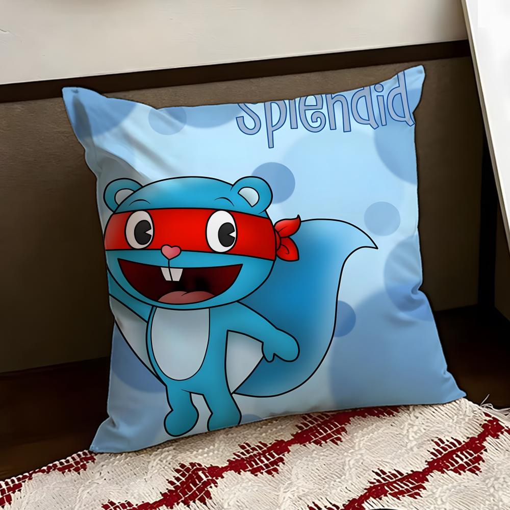 Anime HHappy Tree FFriends Kissenbezug Wendbar Weich Langlebig Kissenhülle Zuhause Auto Mehrzweck für täglichen Komfort