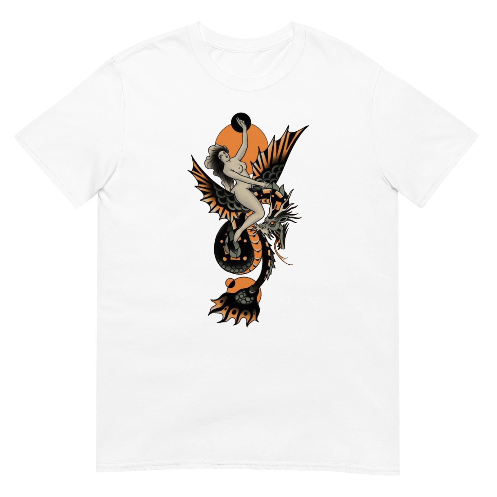 Japanese Dragon Woman Shirt Classic Tattoo Graphic Tee Neo Traditional S разноцветный
