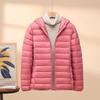 Korean Style Womens Lightweight Cotton Down Jacket Loose Fit Short Hooded Stand Collar Autumn Winter Coat