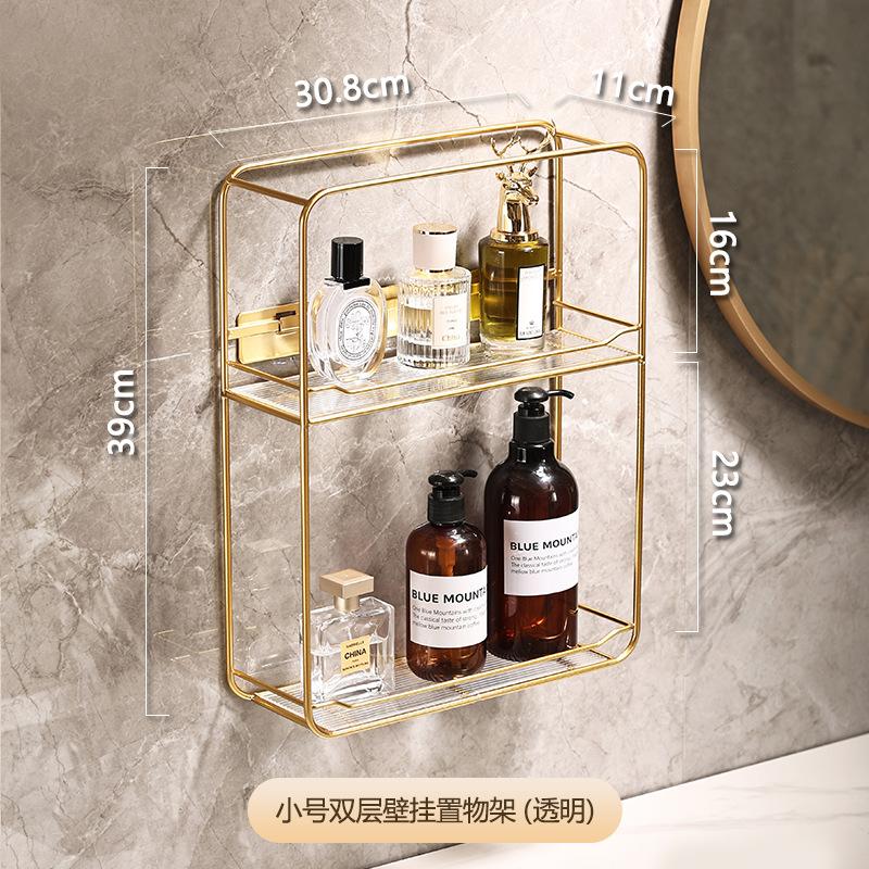 

Многослойная настенная полка для ванной комнаты, умывальник с косметическим светильником, роскошная золотая полка для хранения аксессуаров для ванной комнаты