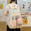 Japanese cute girl contrasting color backpack female Korean dopamine transparent color matching junior high school students large-capacity schoolbag