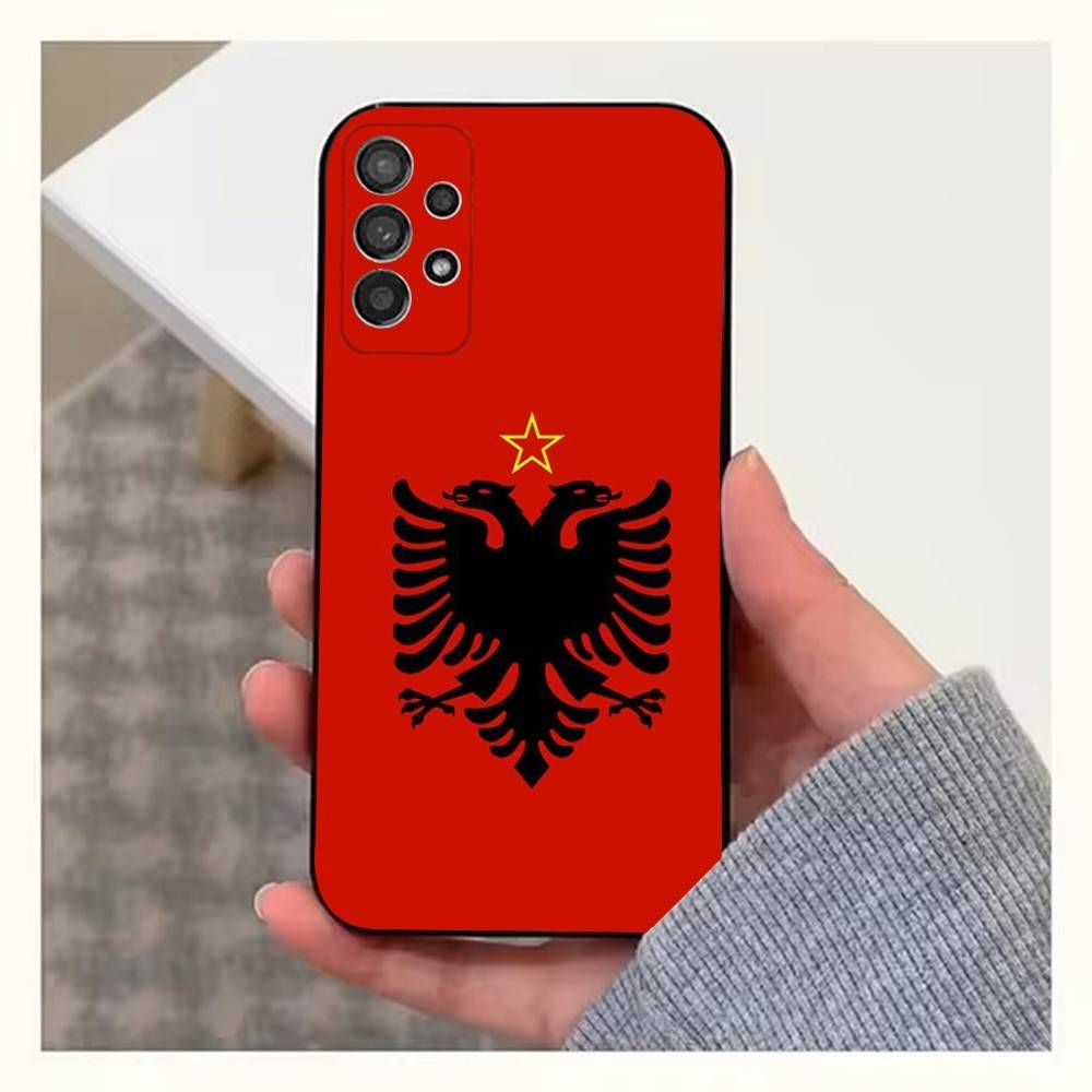 Custodia per Telefono A-Albania F-Bandiera-ES Per Samsung S9,S10,S20,S10,S21,S25,S24,S23,Ultra,FE,Plus,Lite,Cover Nera in Morbido Silicone