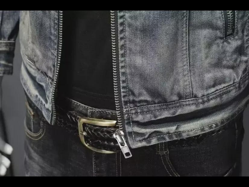 Europäische Retro Slim Fit Motorrad-Jeansjacke - Lässiger Reversmantel für Herren, trendiger Stil
