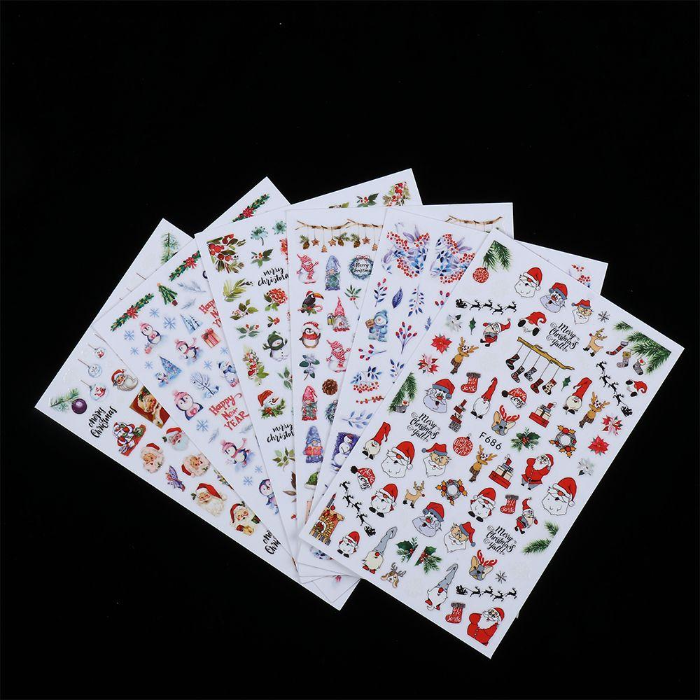 Adhesive Cute Snowman Nail Stickers Snowflake Elk Christmas