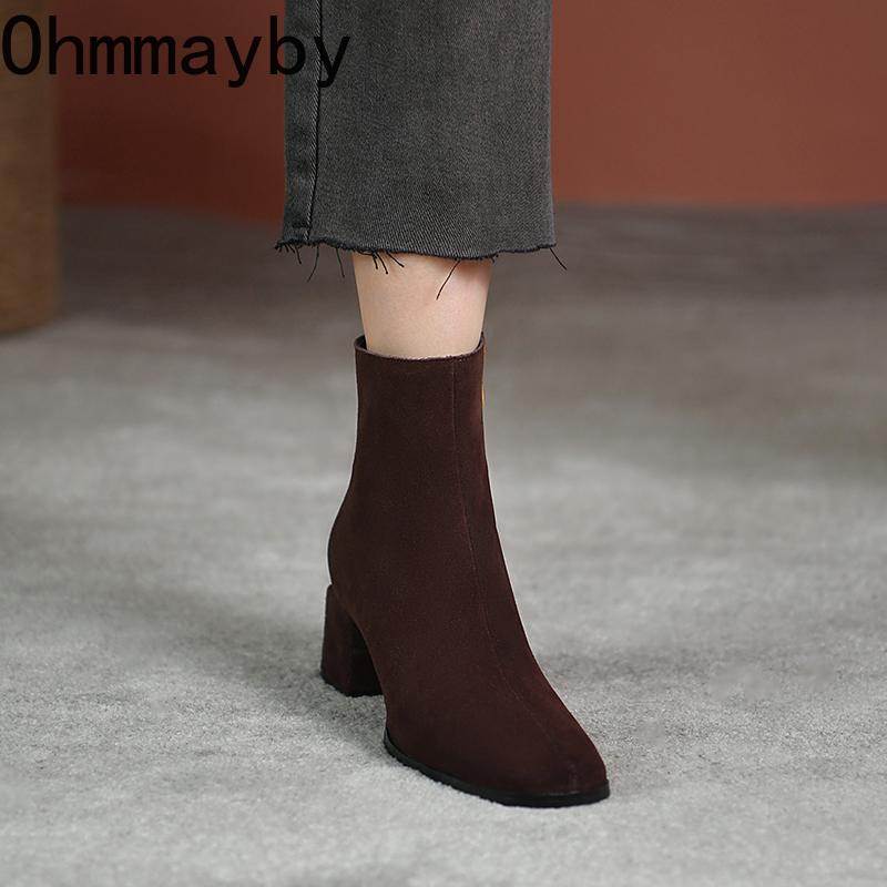 Fashion Vintage Suede Women Ankle Boots Fashion Thick Heel Short Booties Autumn Winter Women's Shoes