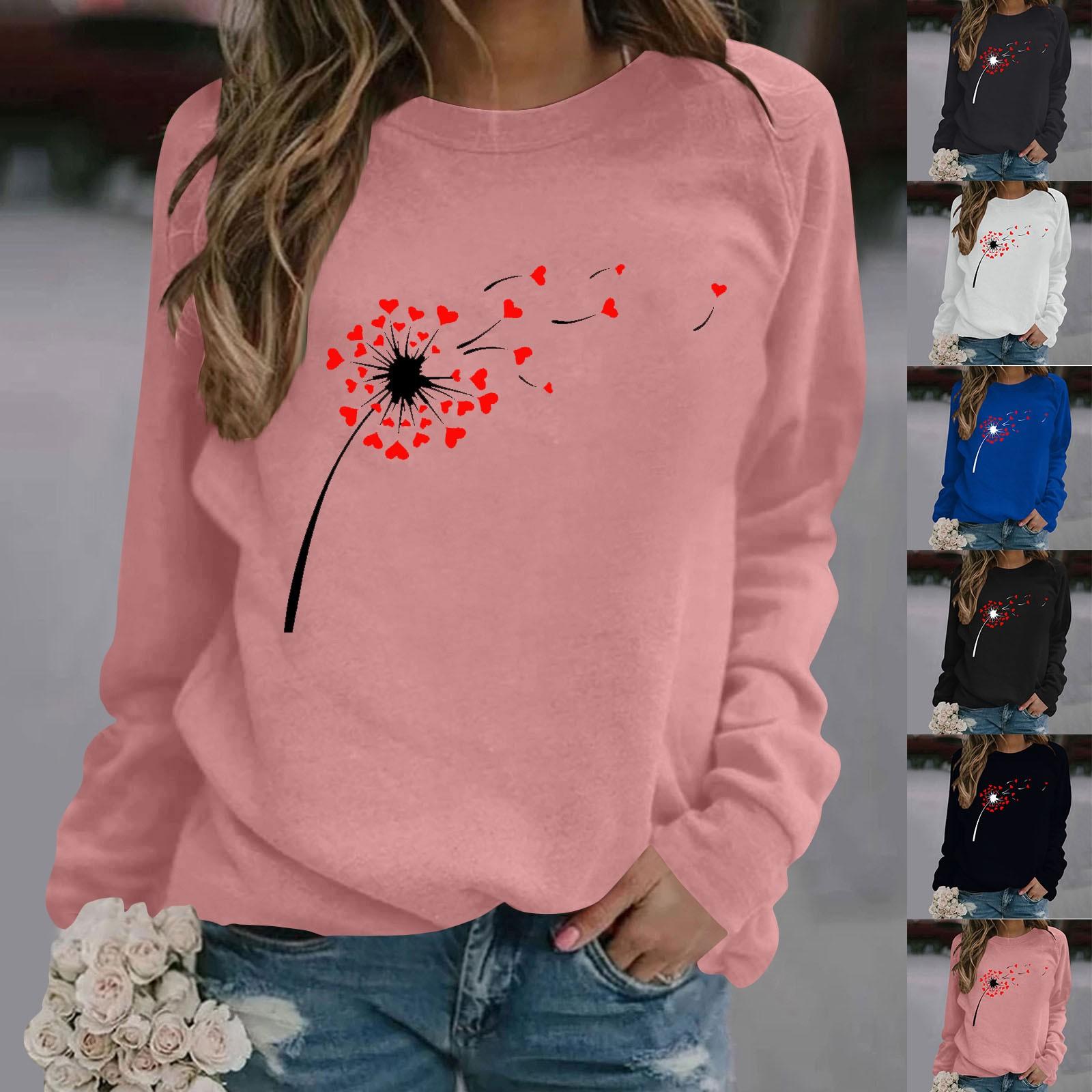 

Женский модный повседневный однотонный свитер с длинным рукавом и принтом ко Дню святого Валентина