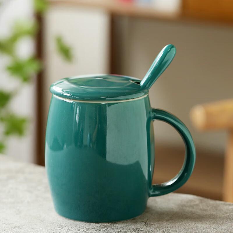

Creative Ceramic Barrel Mug with Lid and Spoon 401-500ml