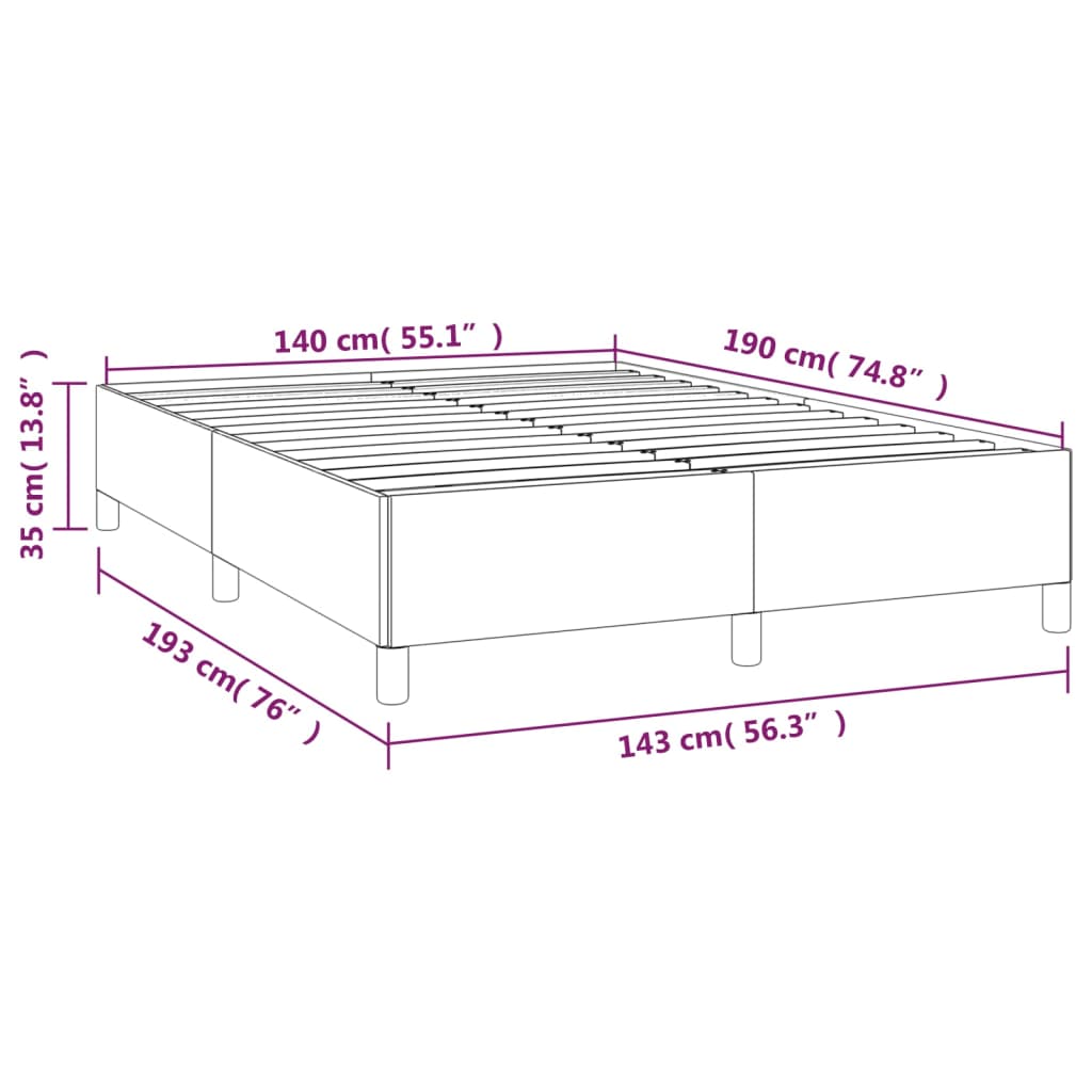 Bed Frame without Mattress Black 140 x 190 cm Fabric