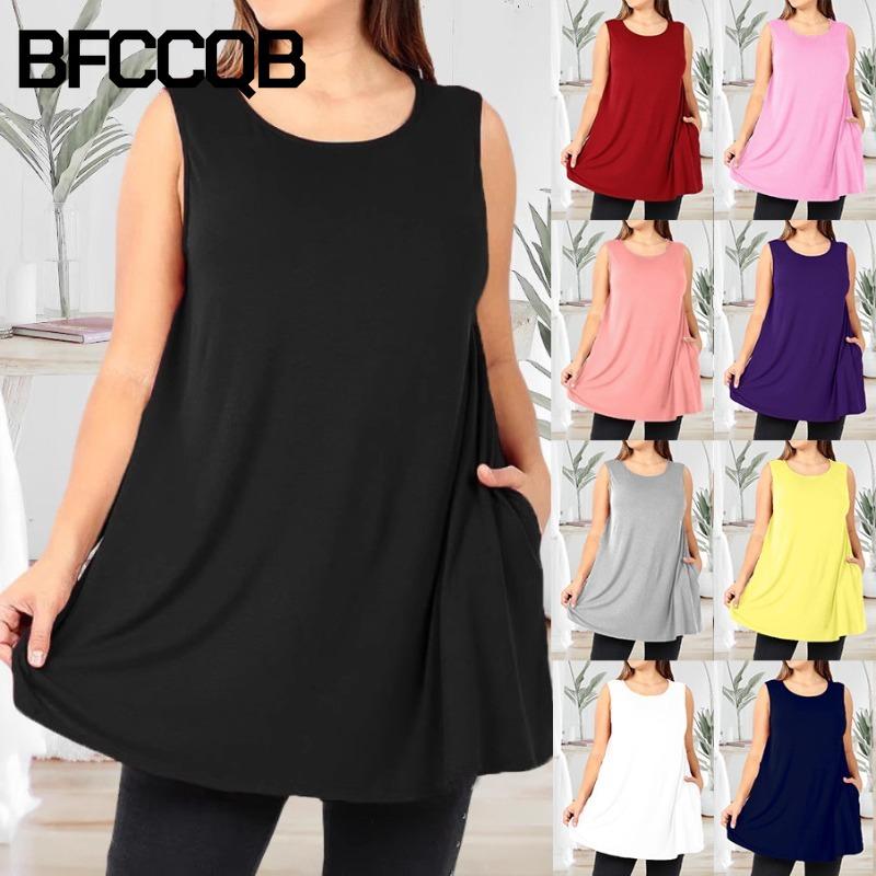 BFCCQB Bluse e Camicie da Donna Moda Casual Estive Primaverili Senza Maniche Girocollo