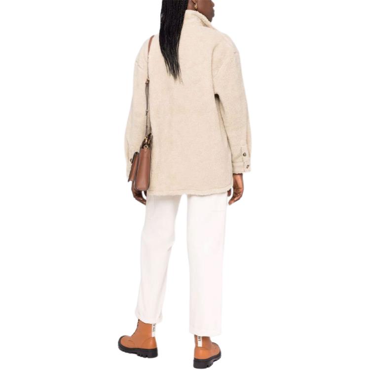 Polo Ralph Lauren FW21 Logo Texture Effect Shirt Jacket Women Jackets Khaki 211866356-001