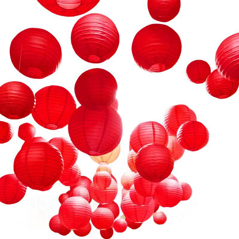 Solid Color Round Paper Lanterns for Wedding Room Decoration