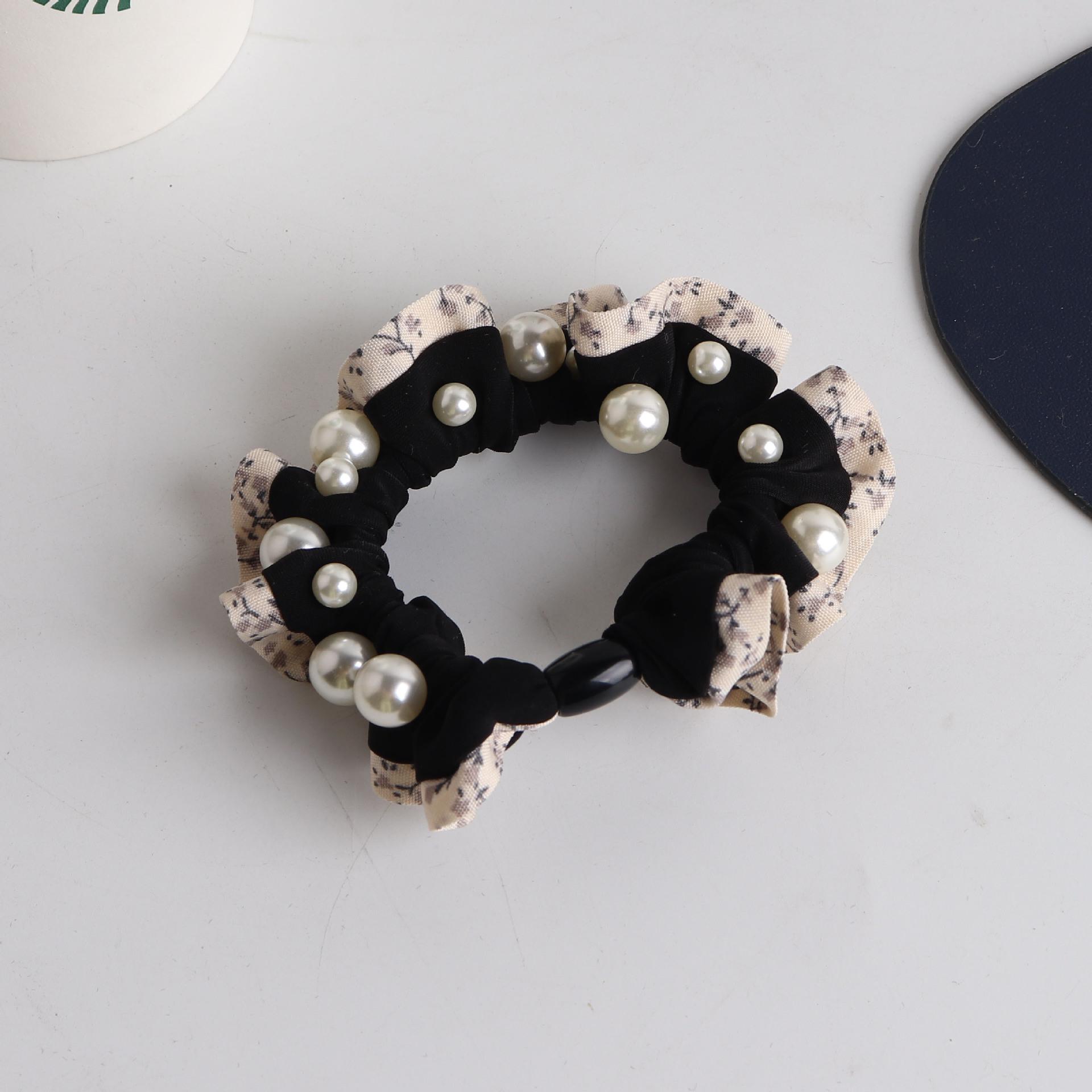 Women s Summer High-Elasticity Beaded Hair Tie Bun Accessory
