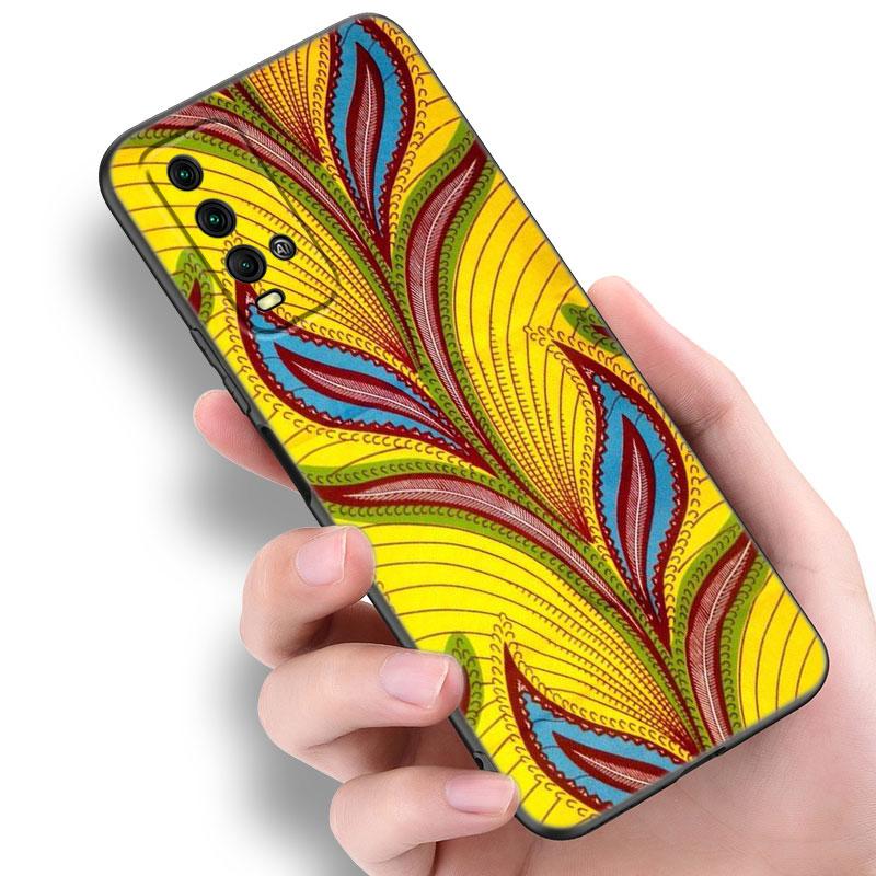 Aesthetic African Wax Fabic Phone Case For Xiaomi Redmi Note 5 6 9T K20 K40 K50 Pro 7A 8A 9A 9C 9i 10A 10C A1 S2 TPU Black Cover