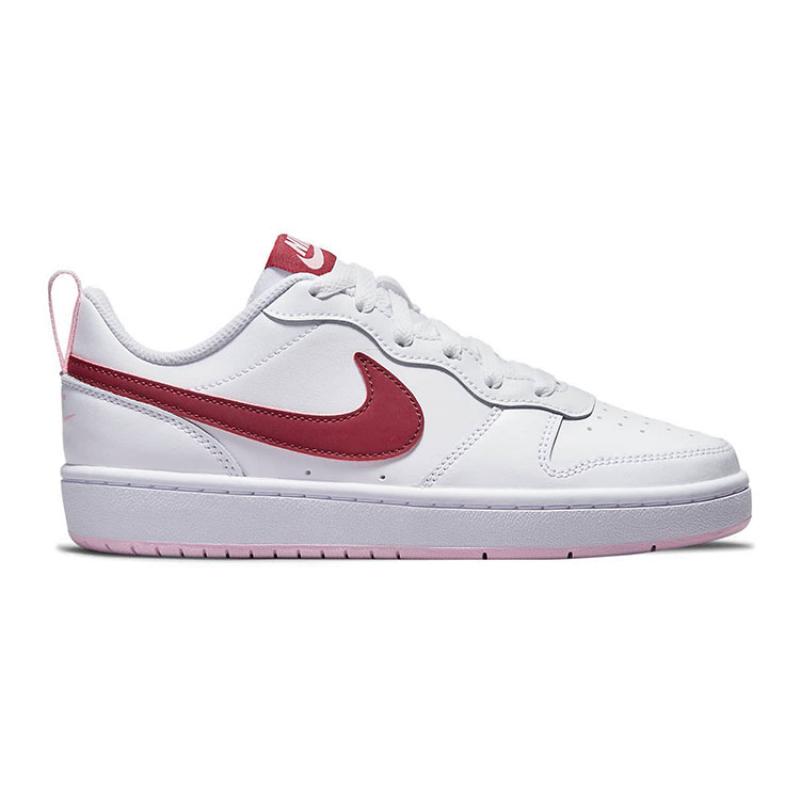 Nike Court Borough 2 Low 2 Abrasion Resistant Support Low Top Kids' Skateboarding Shoes White Red Pink Sneakers BQ5448-120