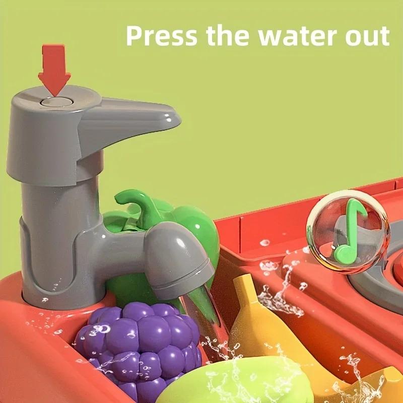 Děti Realistická simulace Kuchyňka Hračky Hračky na vaření Sada Simulační stůl Nádobí Světelný zvuk Dárek pro dívky Chlapci starší 3 let