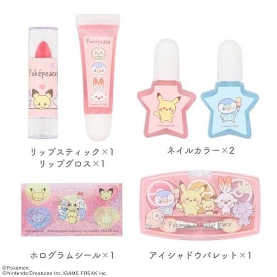Shobido Kireido Pocket Monster Poke Peace Glitter Makeup Set Lip Gloss Hologram Stickers Nail Eyeshadow Palette Pokemon