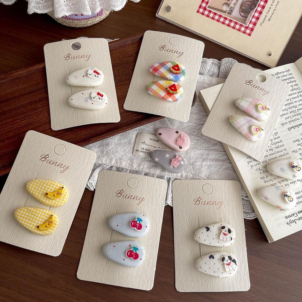 Hand-Sewn Cartoon Fruit Animals Hair Clips for Kids - Cute & Fresh Side/Bangs Accessories