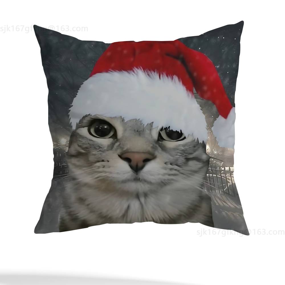Funny Cat Meme Pillow Case Pillow Case Living Room Sofa Cushion Cover Suitable For Home Bedroom Room Decoration