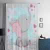 Söt Baby Elefant Med Hjärtan Skir Gardin För Vardagsrum Modern Voile Tüll Fönstergardiner För Sovrum Kök Draperier