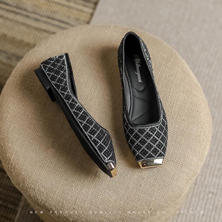 Women's Casual Flats Comfortable PU Leather Square Closed Toe Lightweight Ballet Shoes Comfortable Flat Shoes Dressy Shoes Women's Work Loafers Shoes