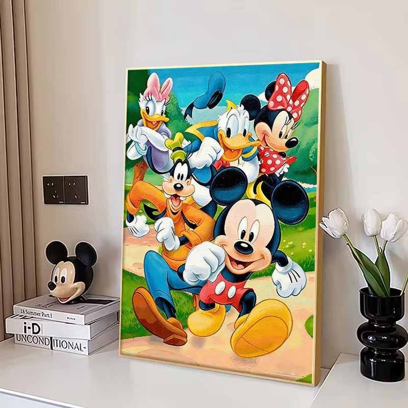 Disney Malowanie diamentami Myszka Miki Biegnąca Szczęśliwie Ilustracja Dekoracja Ścienna Haft Pełne Diamenty Ścieg Krzyżykowy DIY Prezent Dekoracja Domu