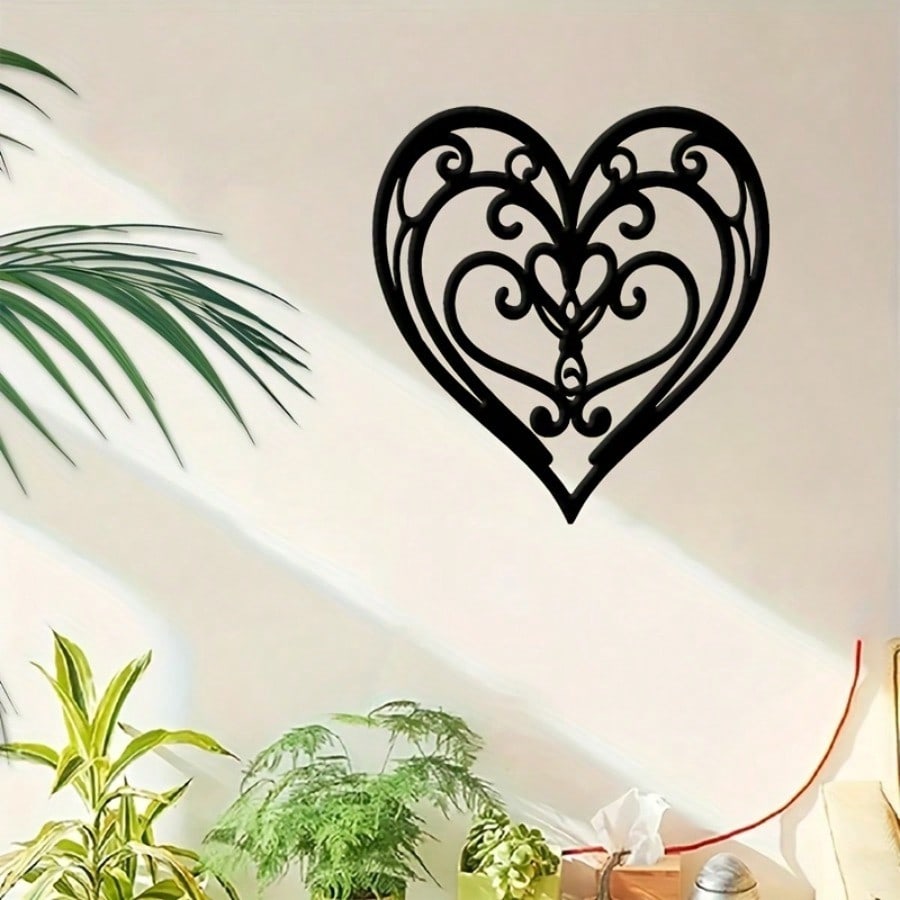 Iron Wall Art Heart Butterfly Metal Sculpture Home Garden Decor Gift