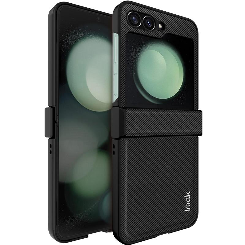

IMAK Серия Ruiyi для Samsung Galaxy Z Flip6 5G Чехол Кожа+ПК Чехол для телефона Текстура углеродного волокна A