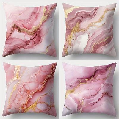 Home Decor Pink & Gold Marbled Pattern Throw Pillow Covers Pattern Cushion Cover Suitable For Sofa Bedroom Car Pillow Cover
