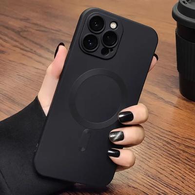 Matowa silikonowa folia ochronna na obiektyw Frosting Matte do iPhone'a 15 14 13 12 11 Pro Max Plus Magsafe Magnetic Wireless Charging Cover