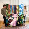 Japanese Games Umbreon and Sylveon Print Cartoon Blanket Flannel Fluffy Soft Blanket for Adult Kids Plush Sofa Bed Car Camping