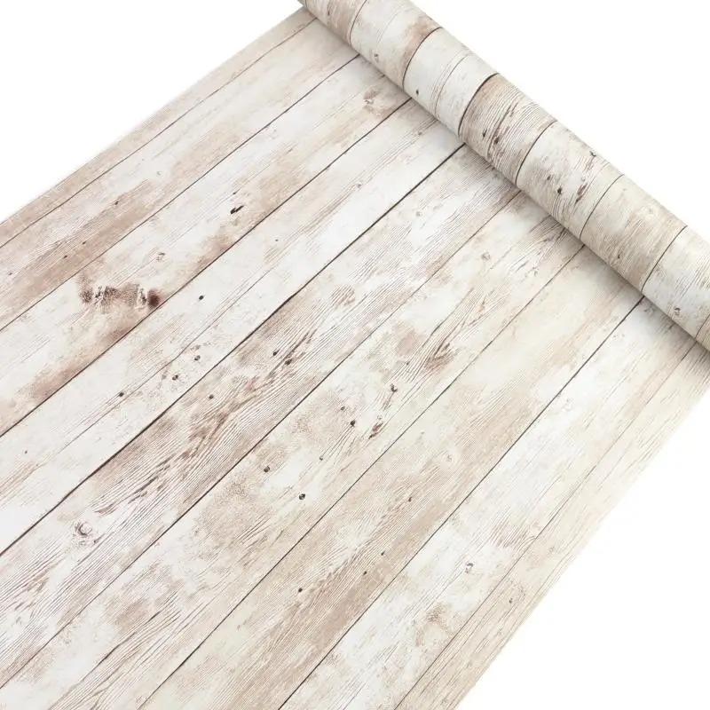 45cm Wallpaper PVC Wall Stickers Self-adhesive Big Roll DIY Waterproof Aged Wood Grain Furniture Home Decoration