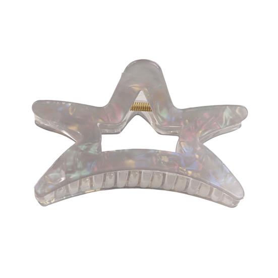 

Hair Claw Hollow Five-Pointed Star Shape Hair Clip Medium Size Back Head Shark Hair Claw Anti-slip Teeth Strong Grip Hair Accessory серебряный